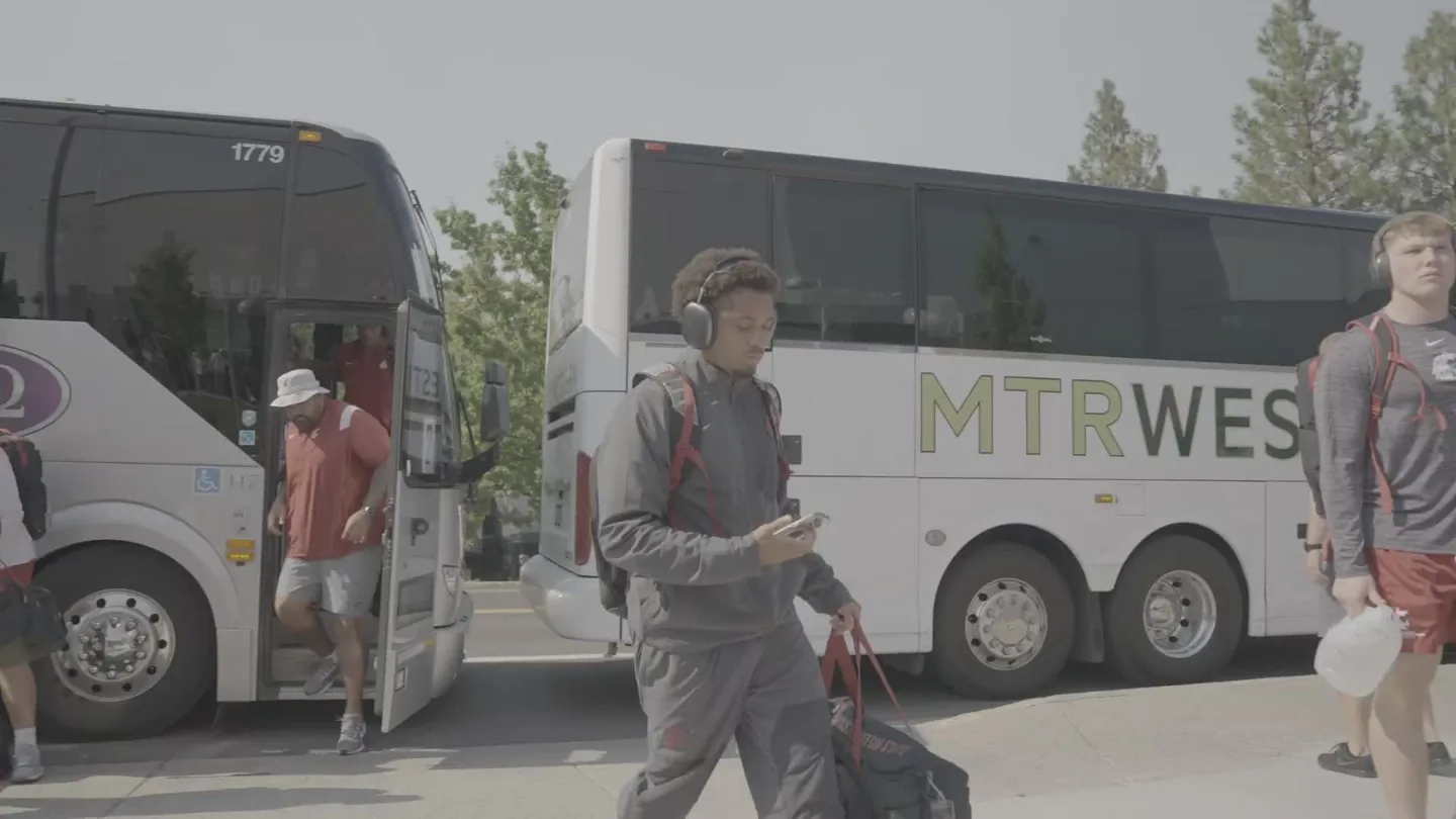 Washington State athlete entering the indoor practice facility